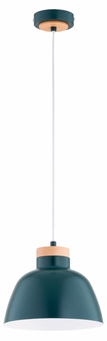 Lampada a sospensione LORIEN verde - legno chiaro 1xE27x15W metallo dim.: 90x23x23 cm IP20 Alfa