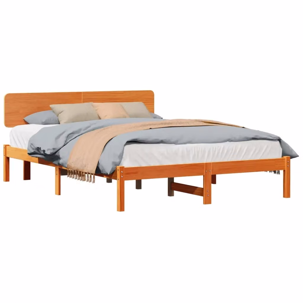 Struttura del letto in pino massello vidaXL, Marrone cerato, 200 x 200 cm – 2