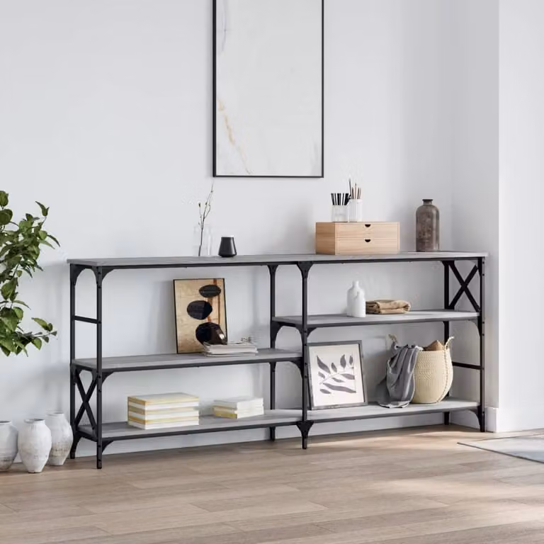 Tavolo Consolle vidaXL in Legno Multistrato Grigio Sonoma, L 180 x P 29 x H 76,5 cm