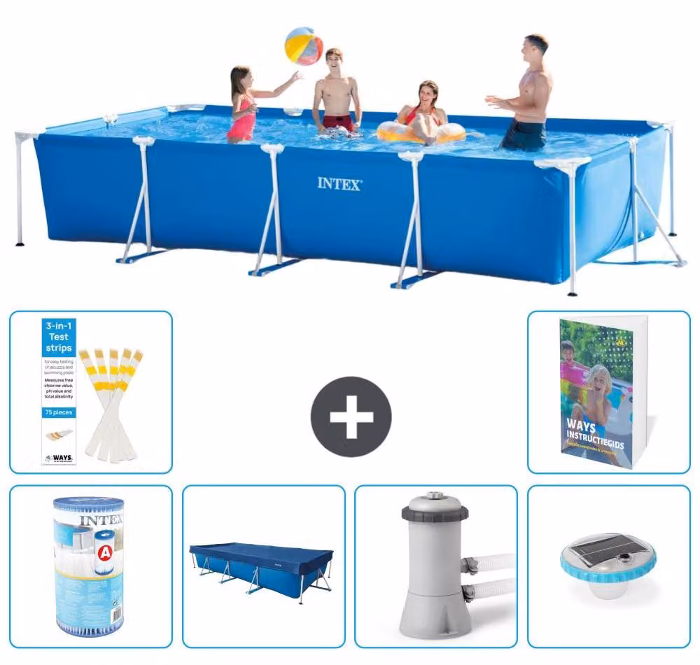 Piscina fuori terra rettangolare - 450x220x84 cm - composta da 5 elementi, modello S100