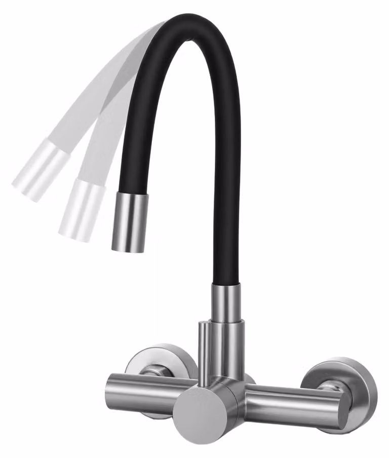 Rubinetto da cucina flessibile - Braccio girevole a 360 gradi - Due modalità: acqua calda/fredda - Miscelatore a parete - Economico e confortevole - Rubinetto