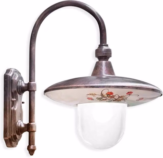 Applique Esterno Classica Latina Metallo Ceramica Nero Sfumato Rame 1 Luce E27