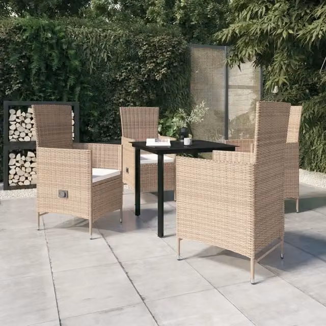 Set da Pranzo da Giardino 5 pz con Cuscini Beige 3099438