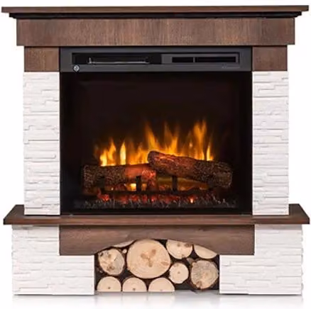 Caminetto elettrico a libera installazione con LED OUTINFIRE, Rovere e Bianco, L: 91 cm, H: 89 cm, P: 31 cm – 1