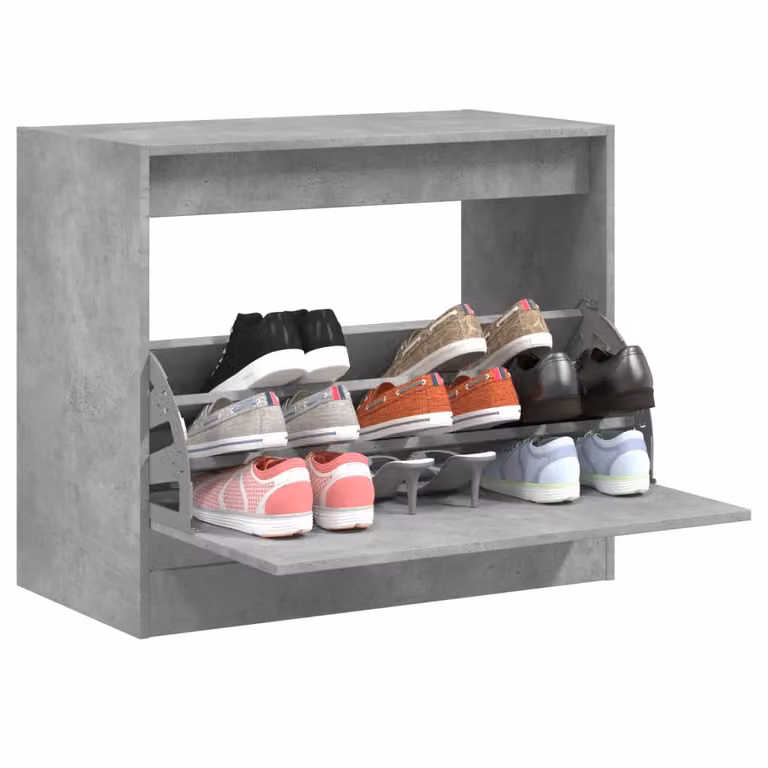 Scarpiera moderna vidaXL in legno grigio opaco L: 80 cm, P: 42 cm, H: 69 cm