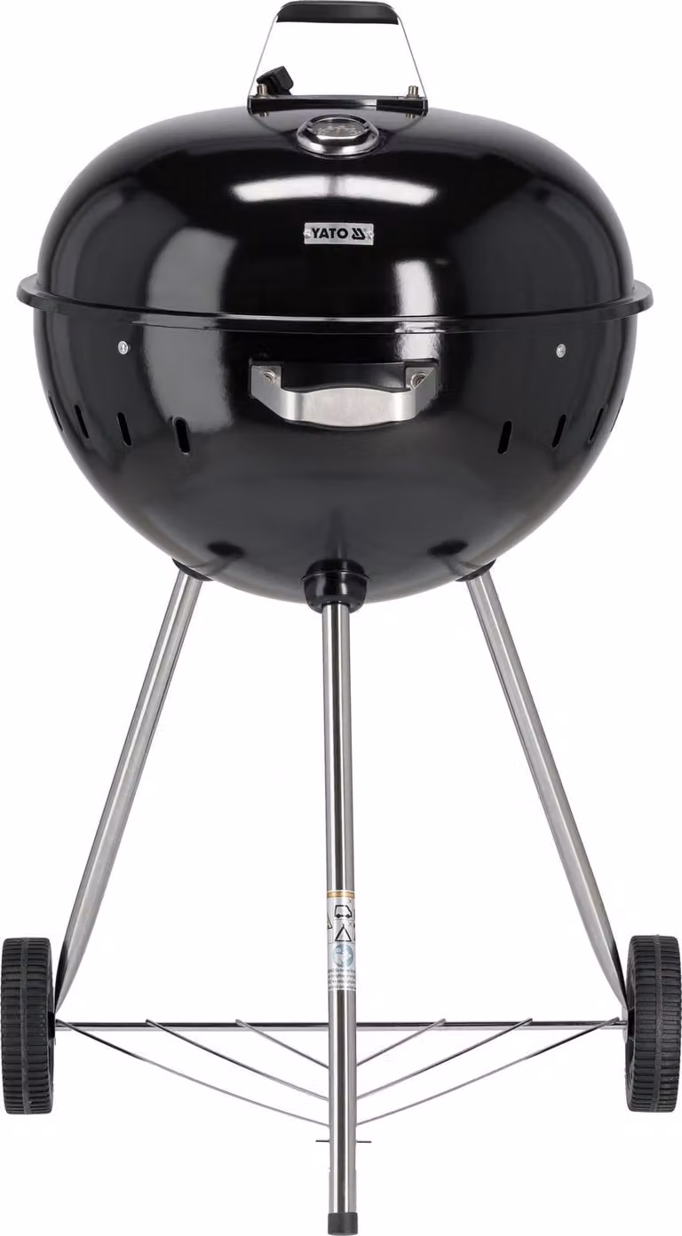 Barbecue a carbonella a forma di sfera, 54 cm con termometro, nero