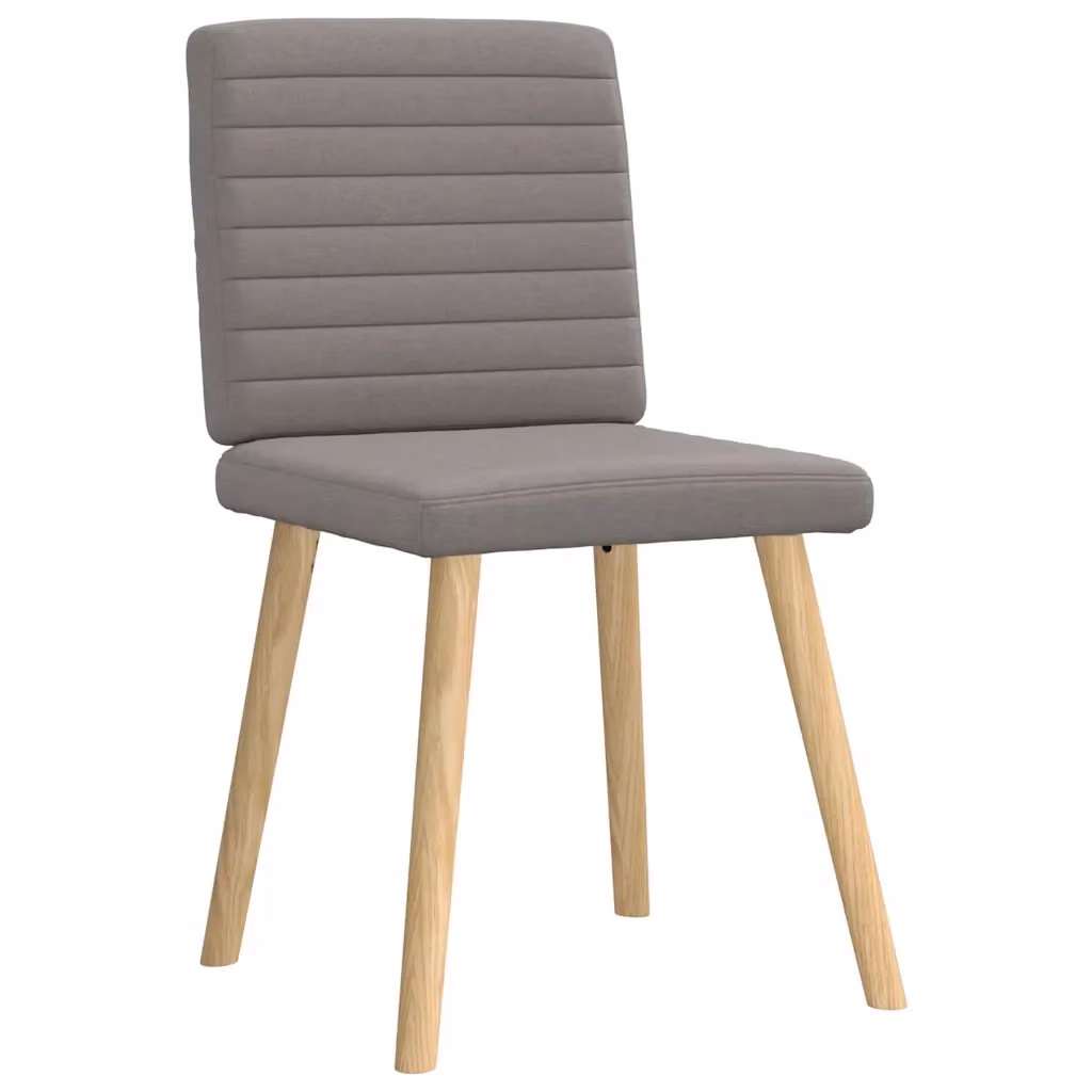 Set di 4 sedie da pranzo vidaXL in tessuto beige e grigio con struttura in legno di gomma e metallo per soggiorno e cucina – 2