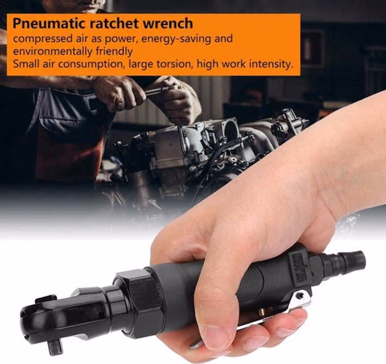 Chiave a cricchetto pneumatica con attacco da 1/4" e 3/8", alimentata ad aria compressa