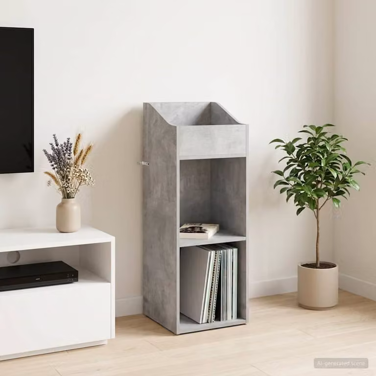 vidaXL Mobile porta vinili moderno Grigio Cemento L/P/H: 36 x 36 x 95,5 cm