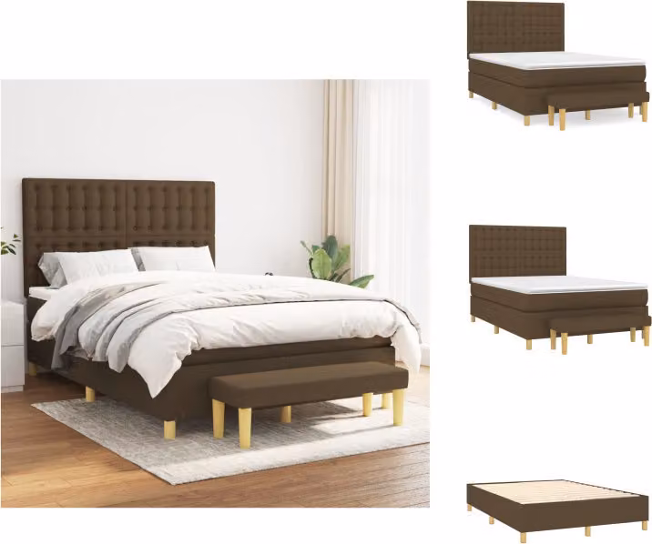 vidaXL Letto a molle con materasso in tessuto marrone scuro 140x190 cm - Letti e strutture letto