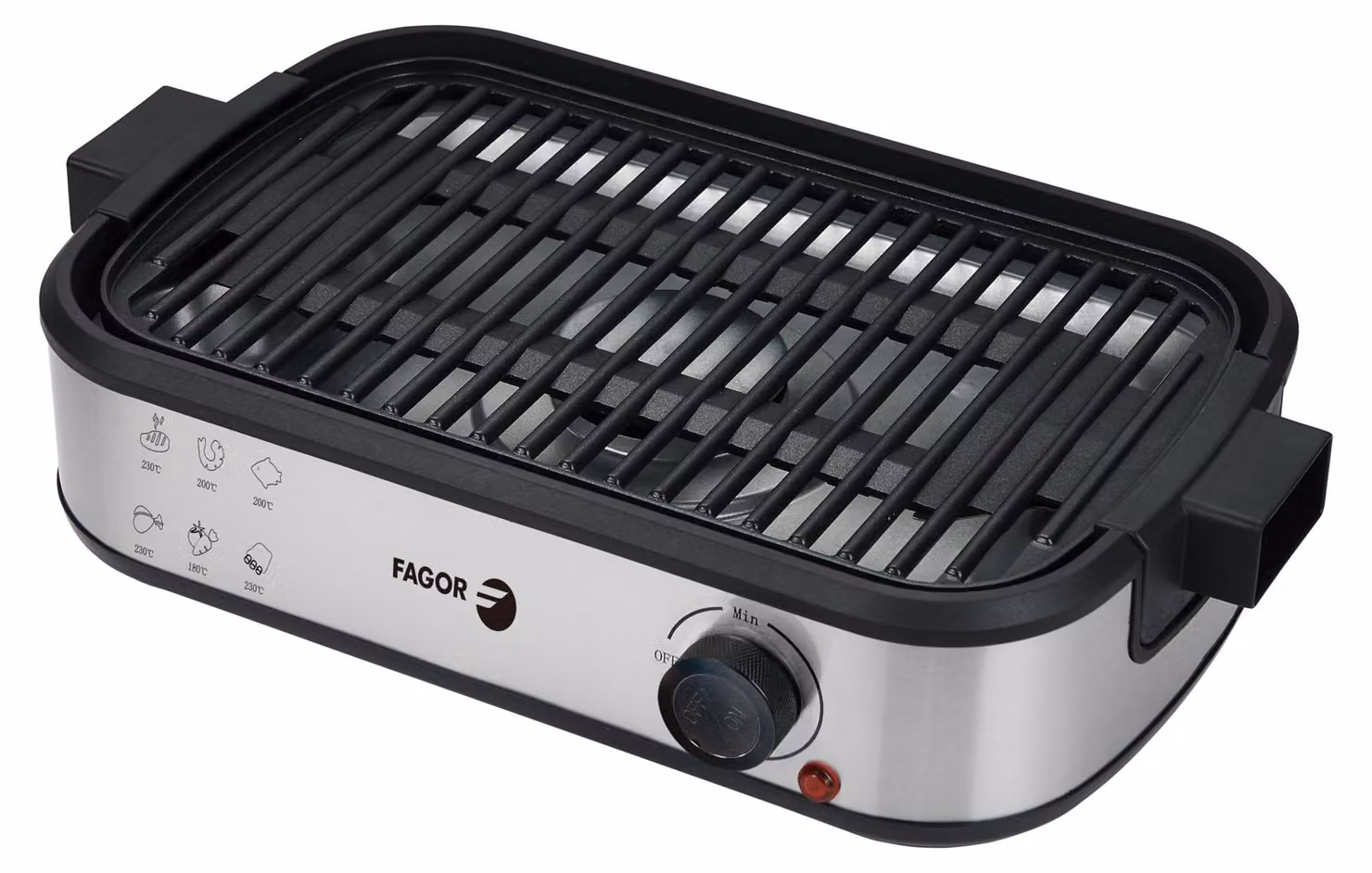 Piastra grill elettrica, 43,5x28,5 cm, 2000 W, antiaderente, colore nero