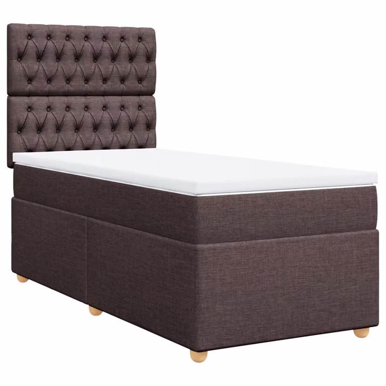 Giroletto a Molle con Materasso Marrone Scuro 90x200 cm Tessuto