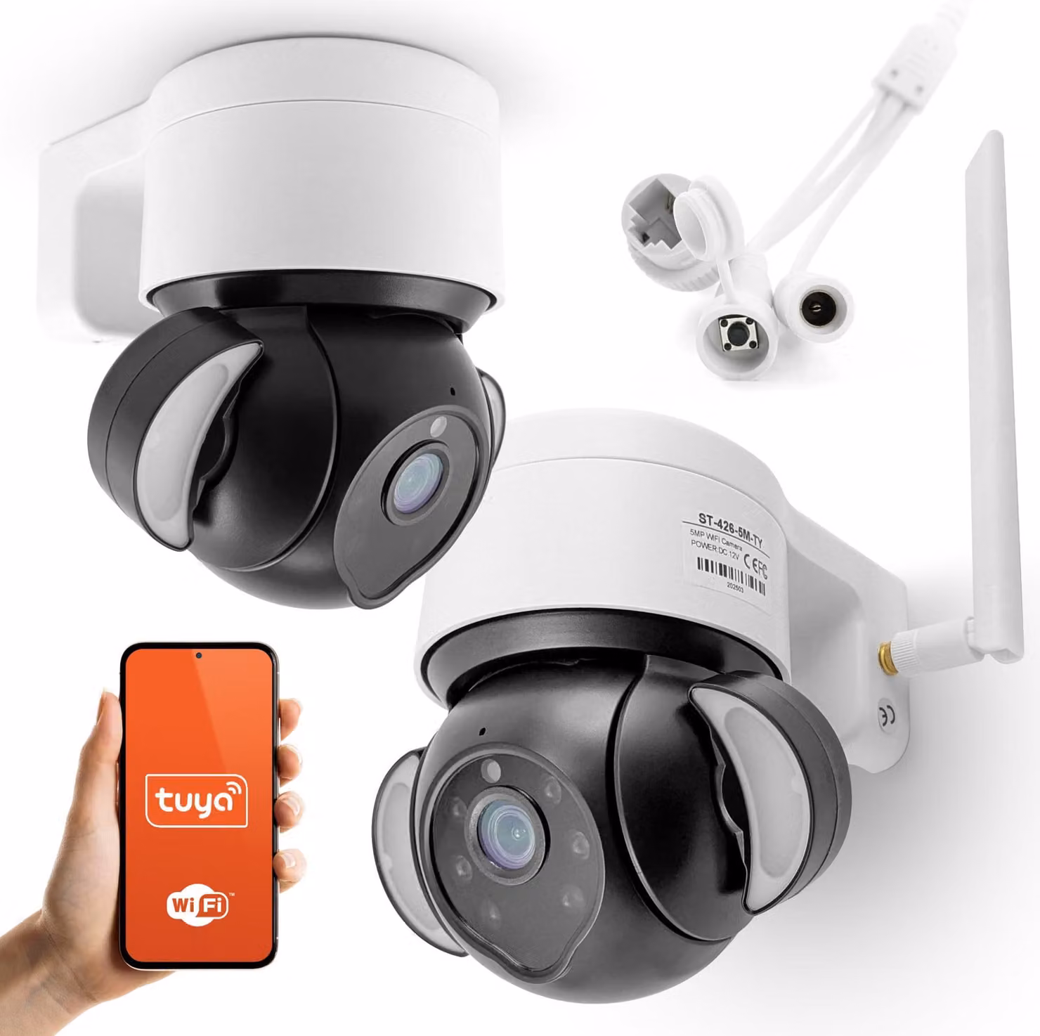Tuya WiFi PTZ telecamera IP rotante per esterni FullHD 1080p IR LED di rilevamento