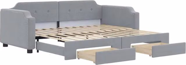 Divano letto | Sof¨¤ letto | Letto singolo Estraibile Cassetti Grigio Chiaro 80x200cm Tessuto