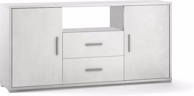 Madia Credenza Mobile 2 ante con 2 cassetti 174x41x84H design moderno in kit di montaggio colore Ossido bianco