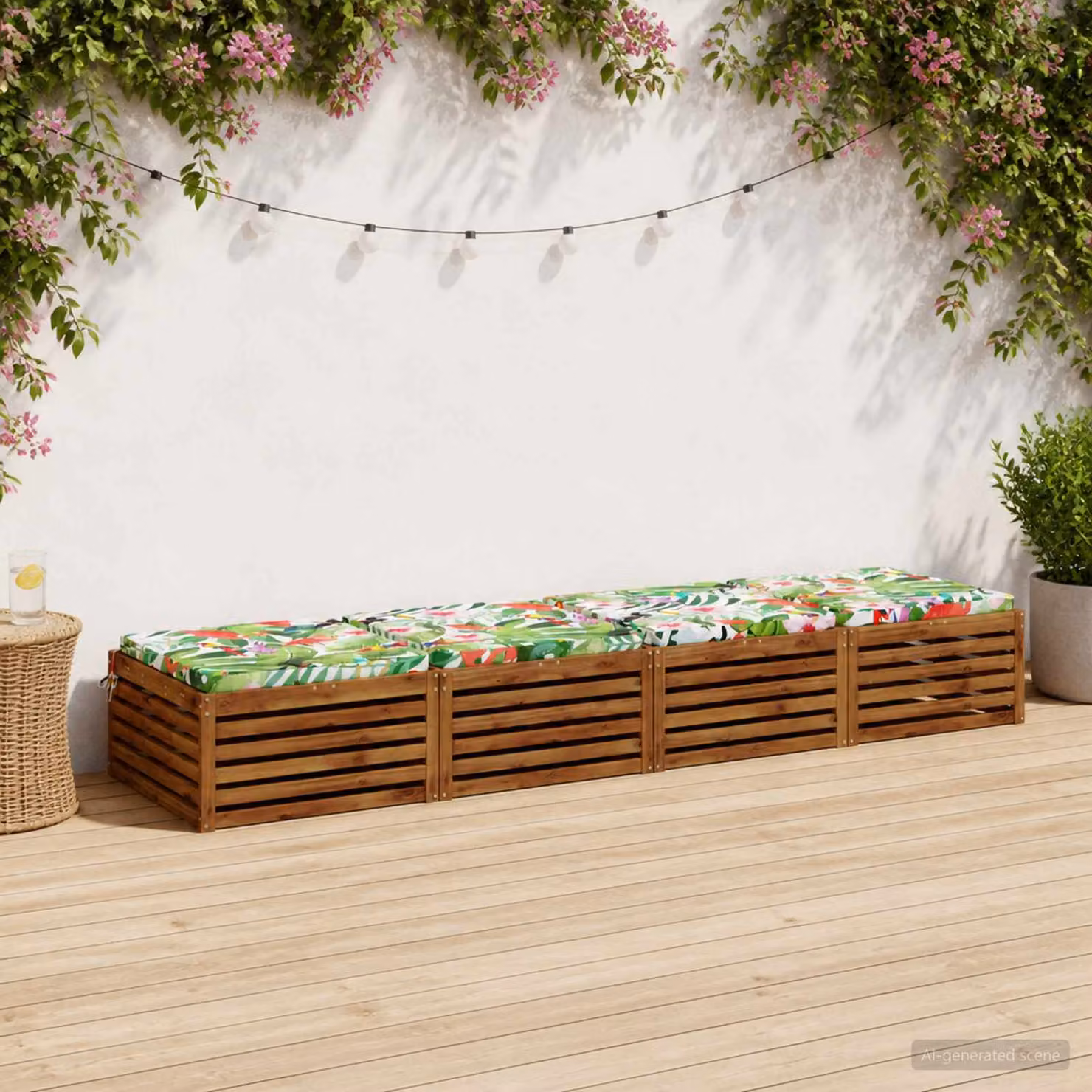 Set di 4 cuscini per sedia quadrati vidaXL in poliestere multicolore con rivestimento lavabile e resistente ai raggi UV
