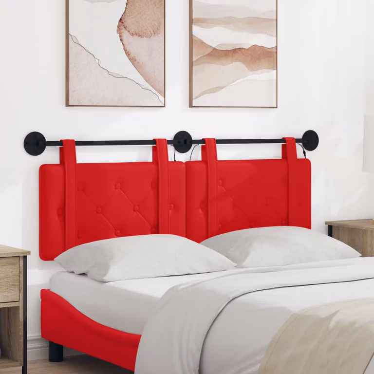 Testiera sospesa vidaXL con luce LED rossa in similpelle, L: 150 cm, H: 55 cm, P: 7 cm