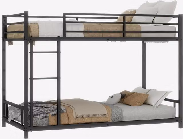 Letto a castello Zephmum in metallo nero per bambini L/P/H: 190 x 90 x 166 cm