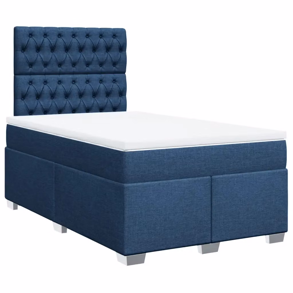 Letto Ibrido vidaXL con Giroletto a Molle e Materasso in Tessuto Blu e Bianco L/P/H: 200 x 120 x 150,5 cm – 2