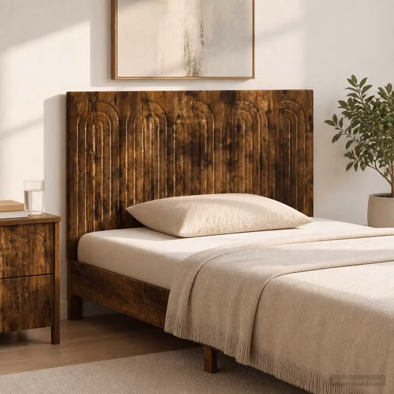 Testiera da muro moderna vidaXL ALKMAAR in legno ingegnerizzato color rovere fumo