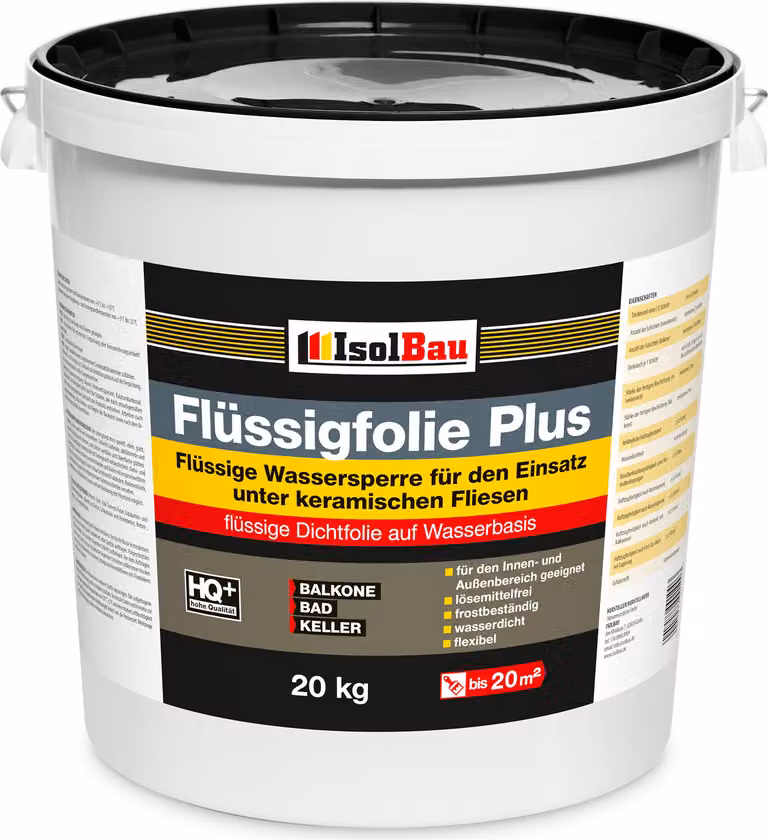 Isolbau Pellicola liquida PLUS 20 kg - Pellicola impermeabilizzante per interni ed esterni - per pareti e pavimenti - Impermeabilizzazione di balconi, terrazze - Impermeabilizzante senza solventi, impermeabile Mastik