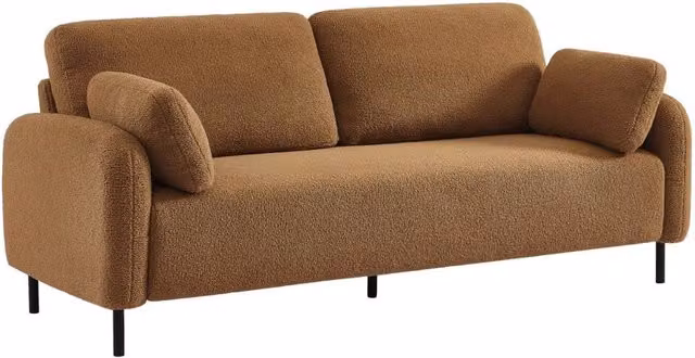 Divano in bouclé con struttura in metallo, 3 posti, beige scuro