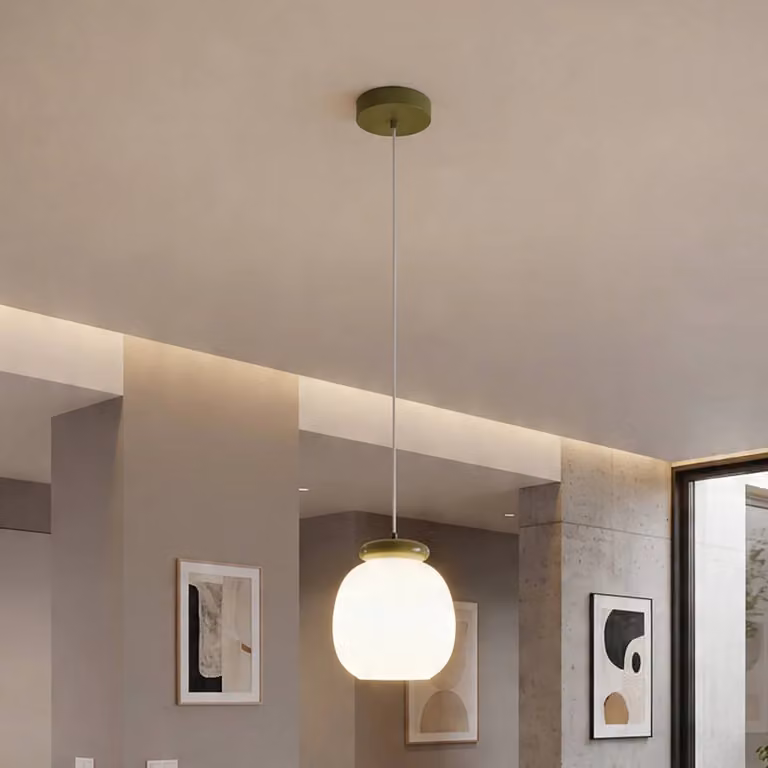 EGLO Lampada a sospensione Berardelli, dimmerabile, Bianco / Opale, Soggiorno / Sala da pranzo, Vetro, Moderno, Lampada a sospensione