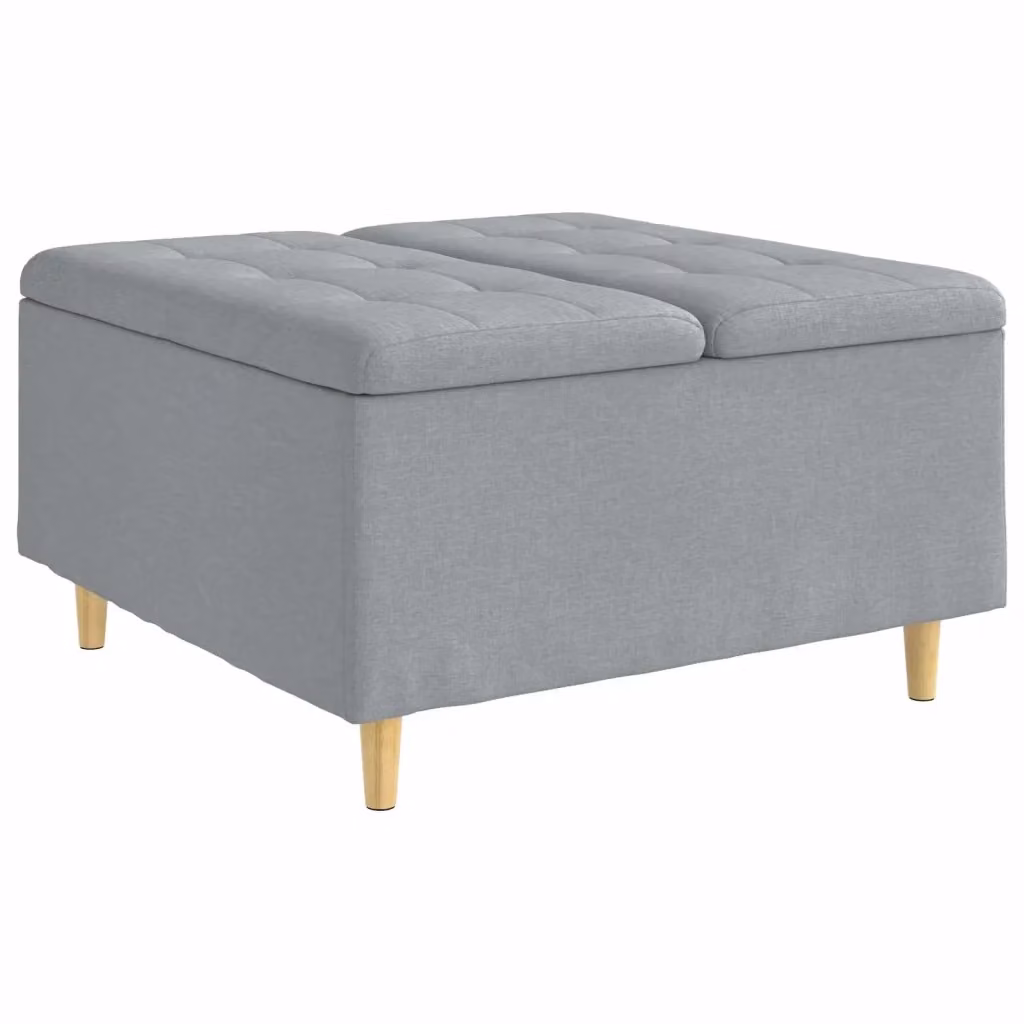 Pouf con contenitore vidaXL in tessuto grigio, design minimalista, L 80 x P 80 x H 45 cm – 2