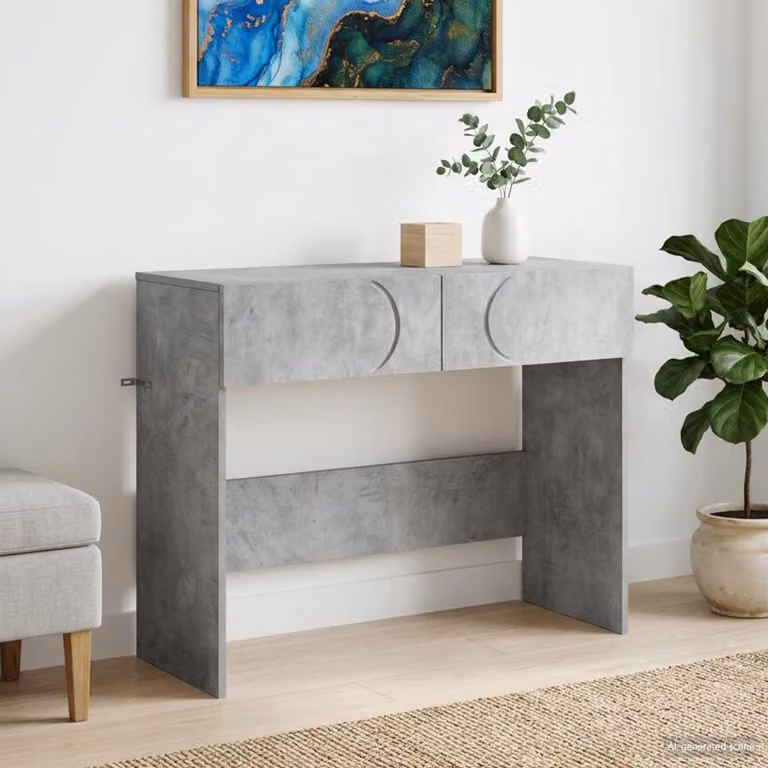 Consolle moderna vidaXL in legno multistrato e composito, colore grigio, L: 96,5 cm, P: 38 cm, H: 75 cm