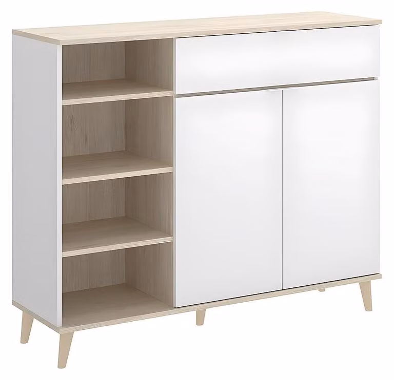 Mobili da cucina in stile "wok" con cassetti e ripiani, color bianco