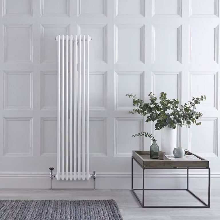 Radiatore Verticale Bianco in Stile Ghisa - 1500 x 380 x 100mm - 860W - Regent
