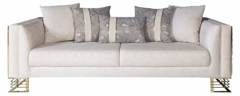 Sofa 3 Sitzer Textil Sofas Couch Polster Garnitur Moderne Couchen Beige