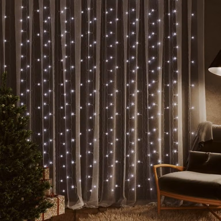 The Living Store Tenda luminosa a LED 3x3 m 300 LED bianco freddo 8 funzioni