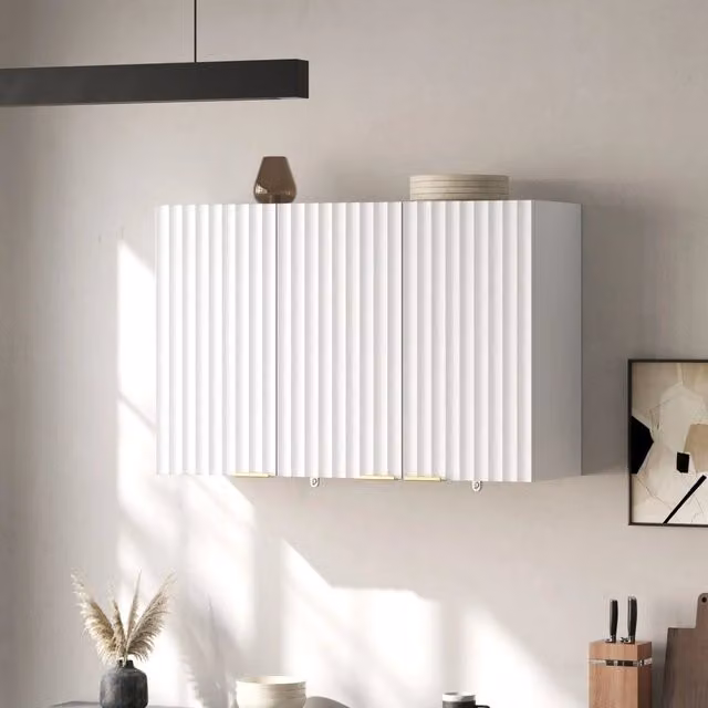 Armadio pensile da cucina a 3 ante, mobile sospeso per ripostiglio soggiorno, bagno e lavanderia, 90 x 29 x 60 cm