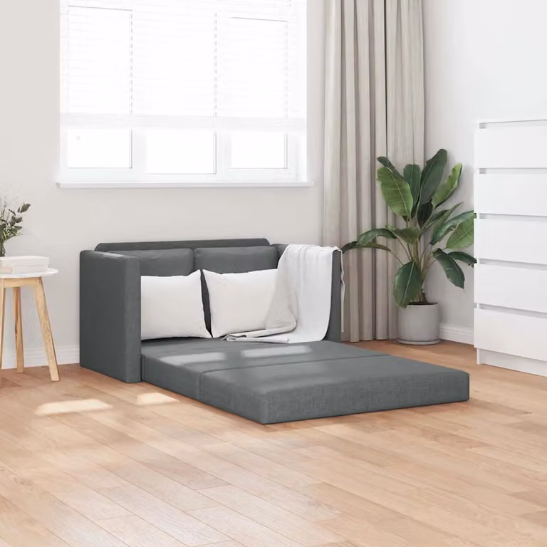 vidaXL Divano Letto 2 in 1 Grigio con Struttura Imbottita L: 112 cm, P: 174 cm, H: 55 cm