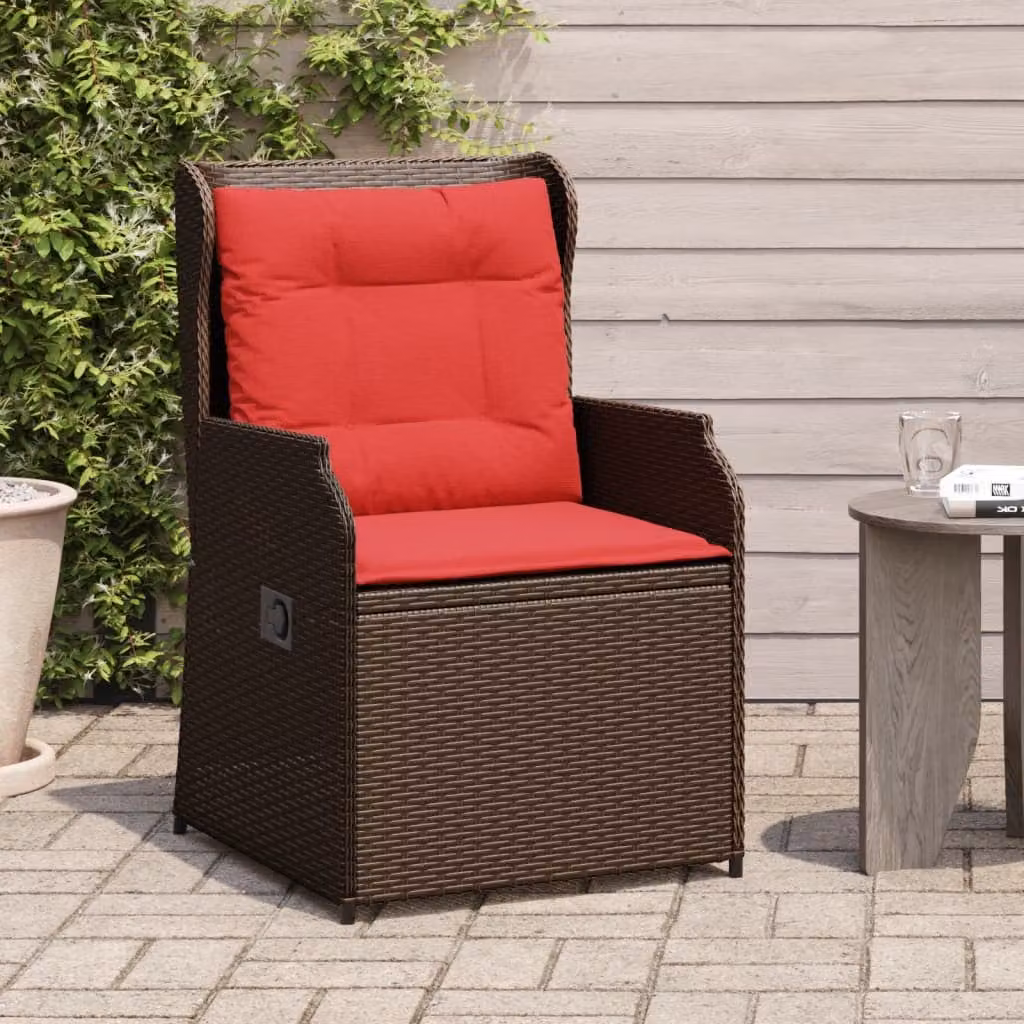 Set di 2 sedie da giardino reclinabili vidaXL in polyrattan marrone con cuscini inclusi