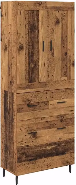 Credenza con cassetto 2 pz | Madia | Buffet da pranzo | Armadio da pranzo Legno vecchio Legno multistrato