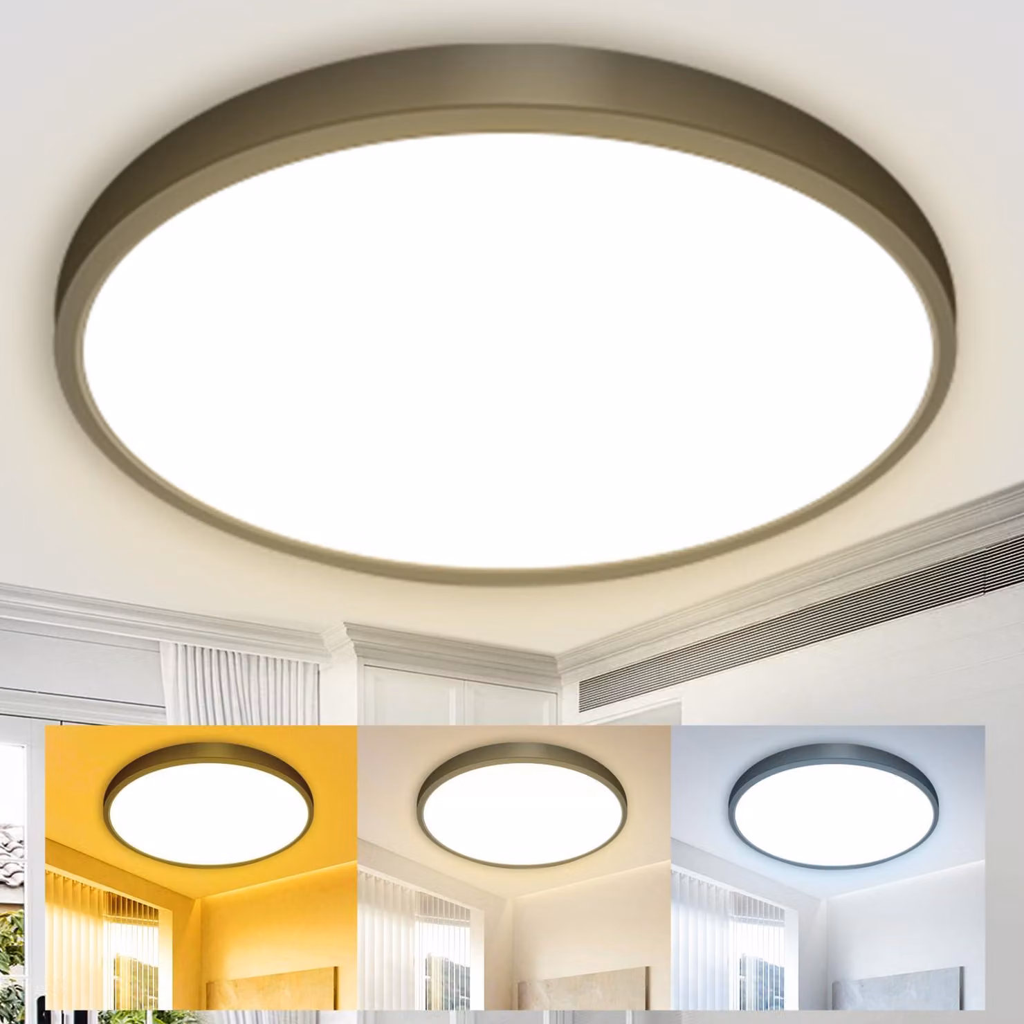 Pannello luminoso a LED, 29 W, 3200 lumen, 3 colori, grado di protezione IP44, diametro 29,5 cm