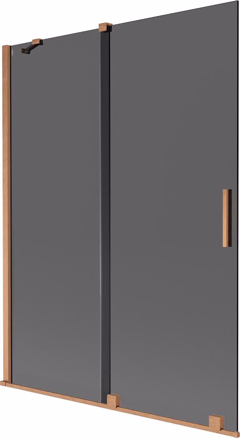 Mexen Velar paratia da doccia scorrevole a 2 ante 130 x 150 cm, grafite, rame spazzolato - 896-130-000-41-65