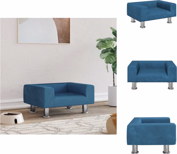 vidaXL Letto per cani blu 50x40x26,5 cm in velluto - Letti per cani