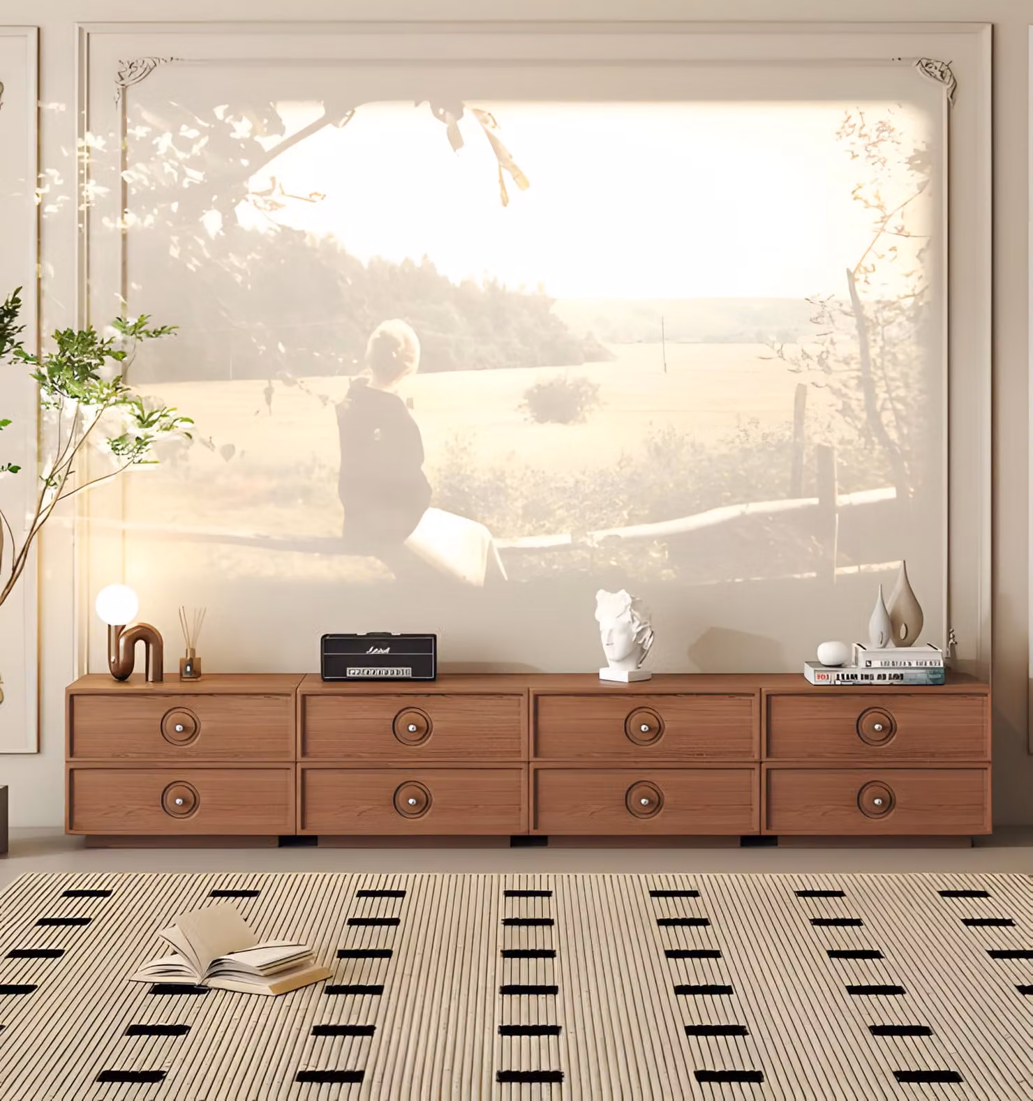 Mobile TV moderno color marrone – Basso contenitore design per soggiorno