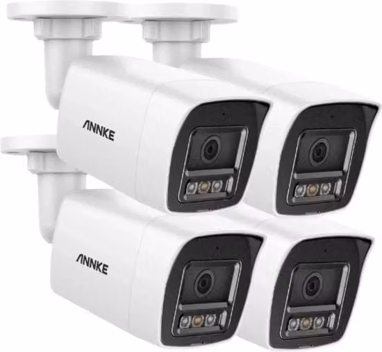 Sistema di sicurezza Annke con 4 telecamere da esterno da 12MP e visione notturna a colori, Bianco