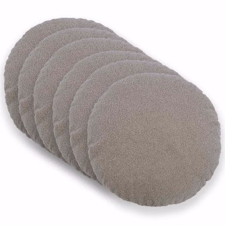 Set di 6 federe rotonde vidaXL HEERLEN in tessuto bouclé grigio chiaro, Ø 50 cm