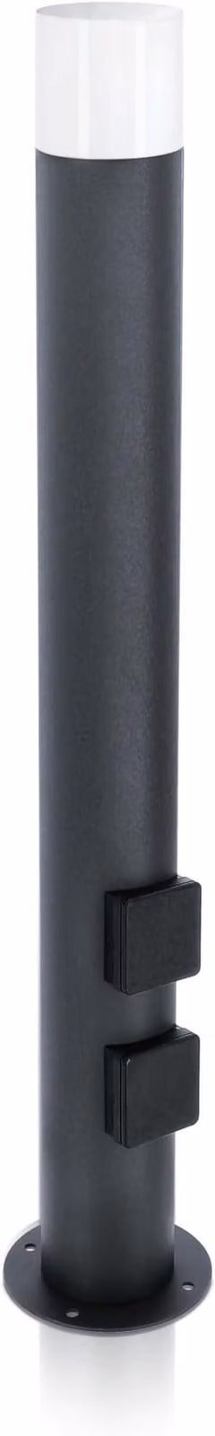 Lampada da esterno con 2 prese, altezza 80 cm, forma rotonda, colore antracite, grado di protezione IP44, inclusa lampadina E27 sostituibile. Ideale per illuminare giardini, vialetti, terrazze e come lampione da esterno