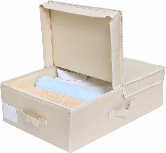 Contenitore pieghevole in tessuto con coperchio - Beige - per biancheria intima, sciarpe e altro
