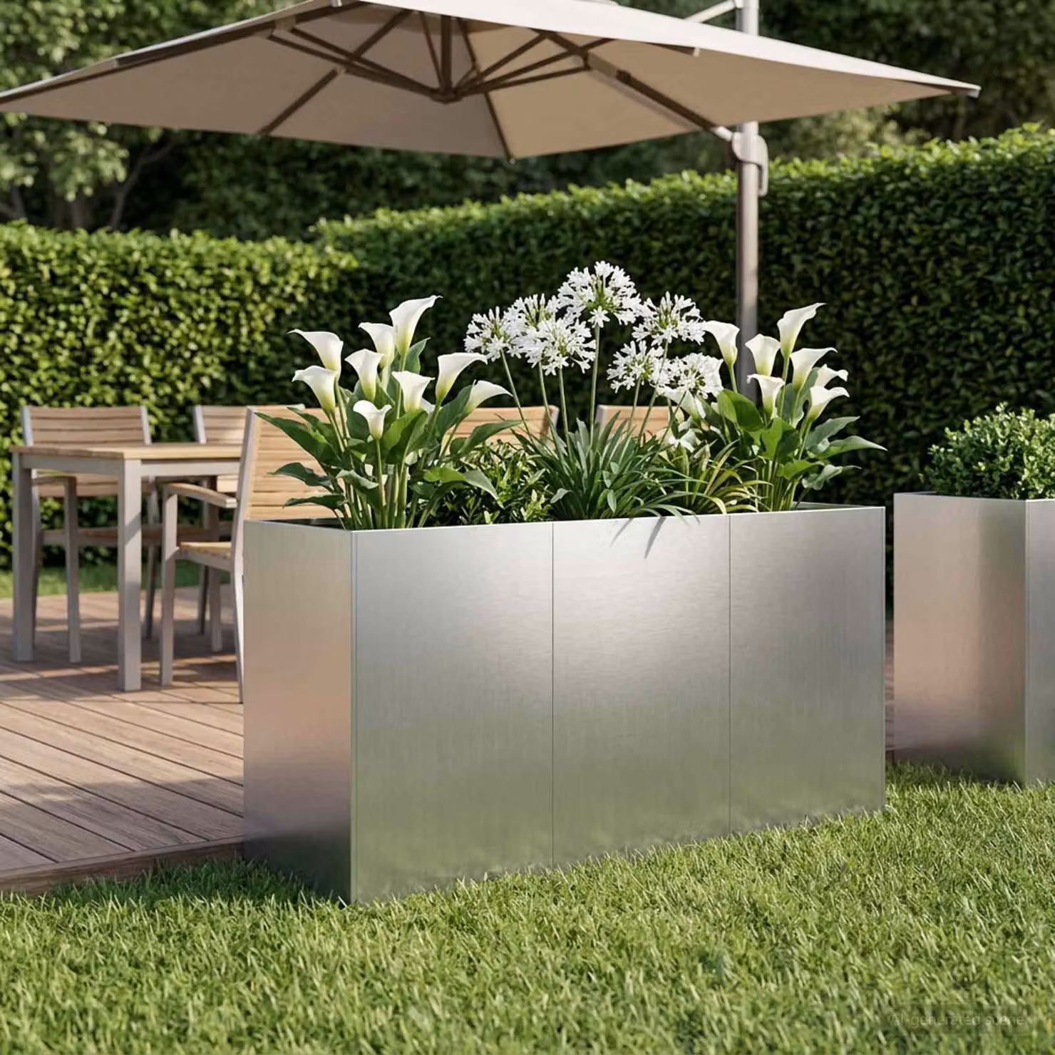 Vaso da giardino vidaXL in acciaio zincato Argento L: 120 cm, P: 40 cm, H: 60 cm