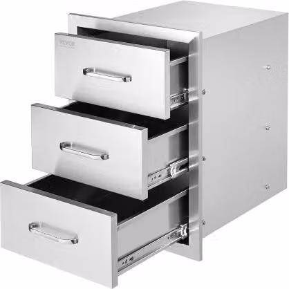 VEVOR Cassetto da Incasso per Cucina da Esterno in Acciaio Inox Argento L/P/H: 40 x 45 x 55 cm