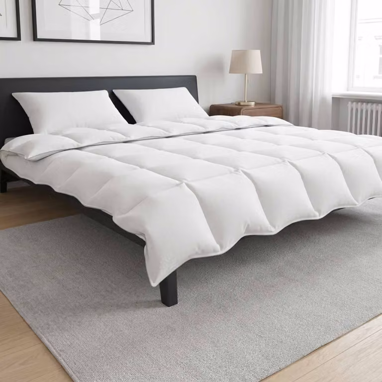 Set di piumoni e cuscini vidaXL traspirante in bambù e poliestere, bianco, 200 x 240 cm
