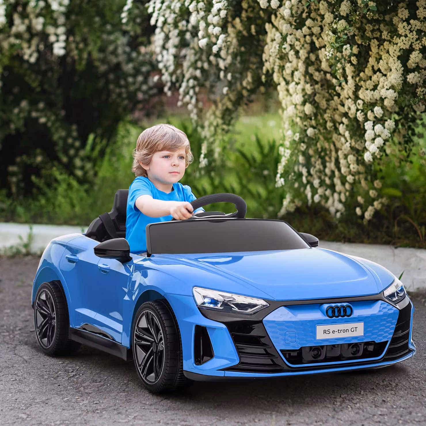 Auto elettrica HOMCOM per bambini con telecomando, sospensioni e clacson, Blu e Nero, L 103 cm x P 58 cm x H 41 cm – 2