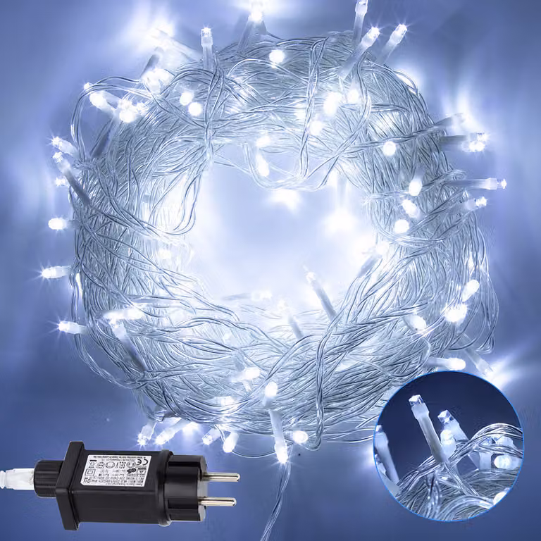 Jayseuw 200M 1000 LED luci fiabesche bianco freddo 8 modalità di luce festa giardino decorazione interna luci di Natale